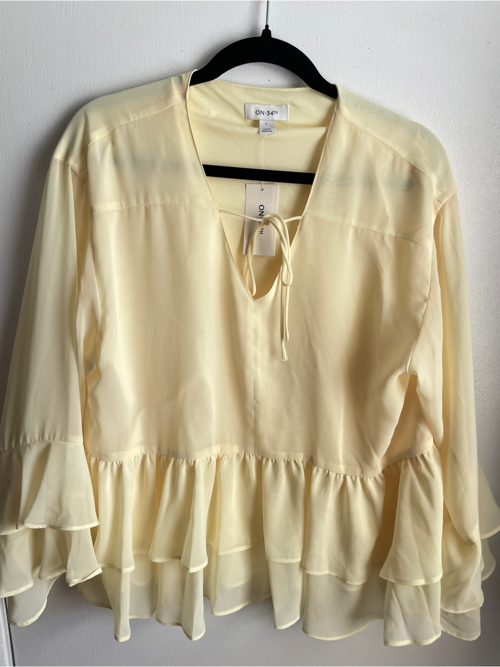 On 34th Butter Yellow Ruffle Blouse